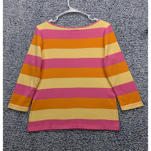 Y2K Talbots Colorblock Top Size M Striped Preppy Colorful 90s Beachy VTG Pink - Picture 2 of 10